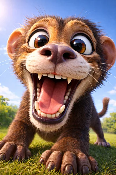 Playful Cartoon Creature With Wide Open Mouth