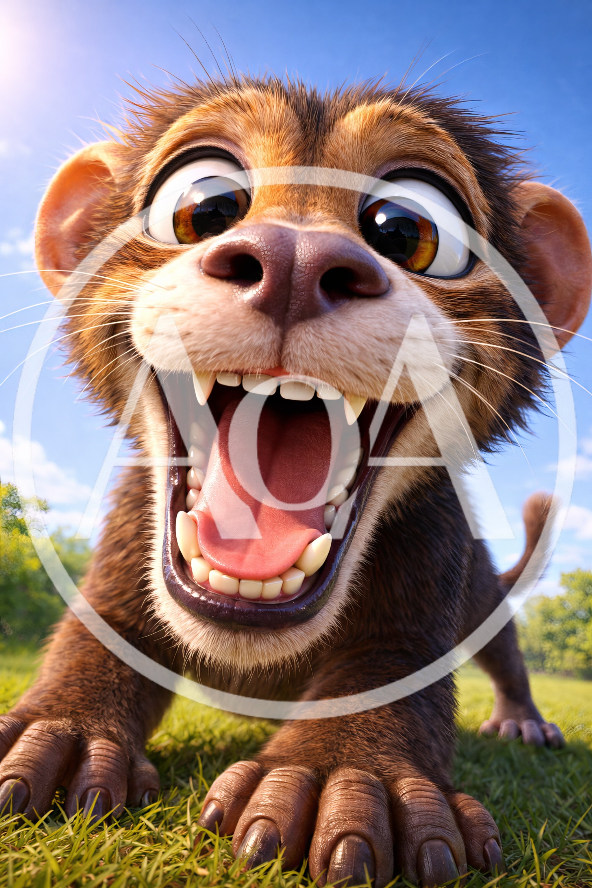 Playful Cartoon Creature With Wide Open Mouth