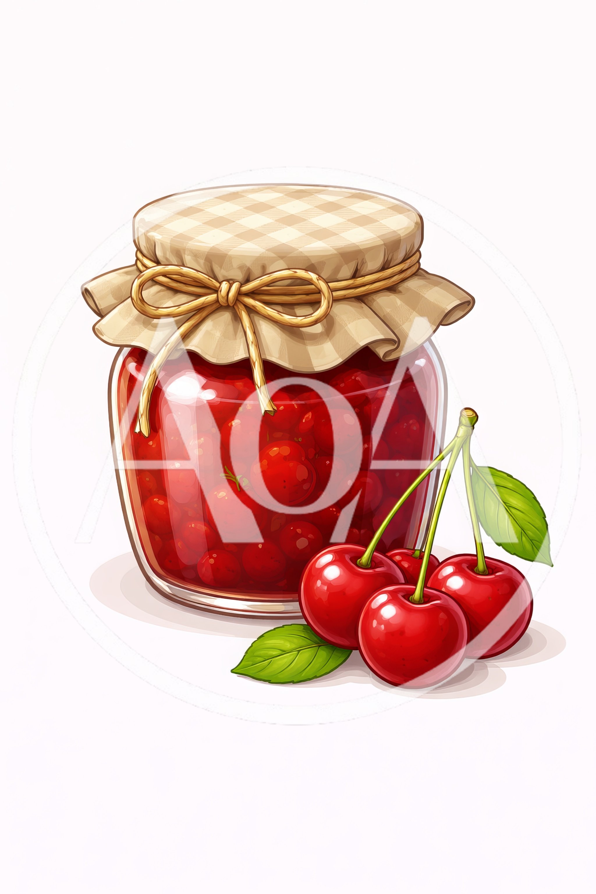 Glass Jar Of Cherry Jam With Fresh Cherries