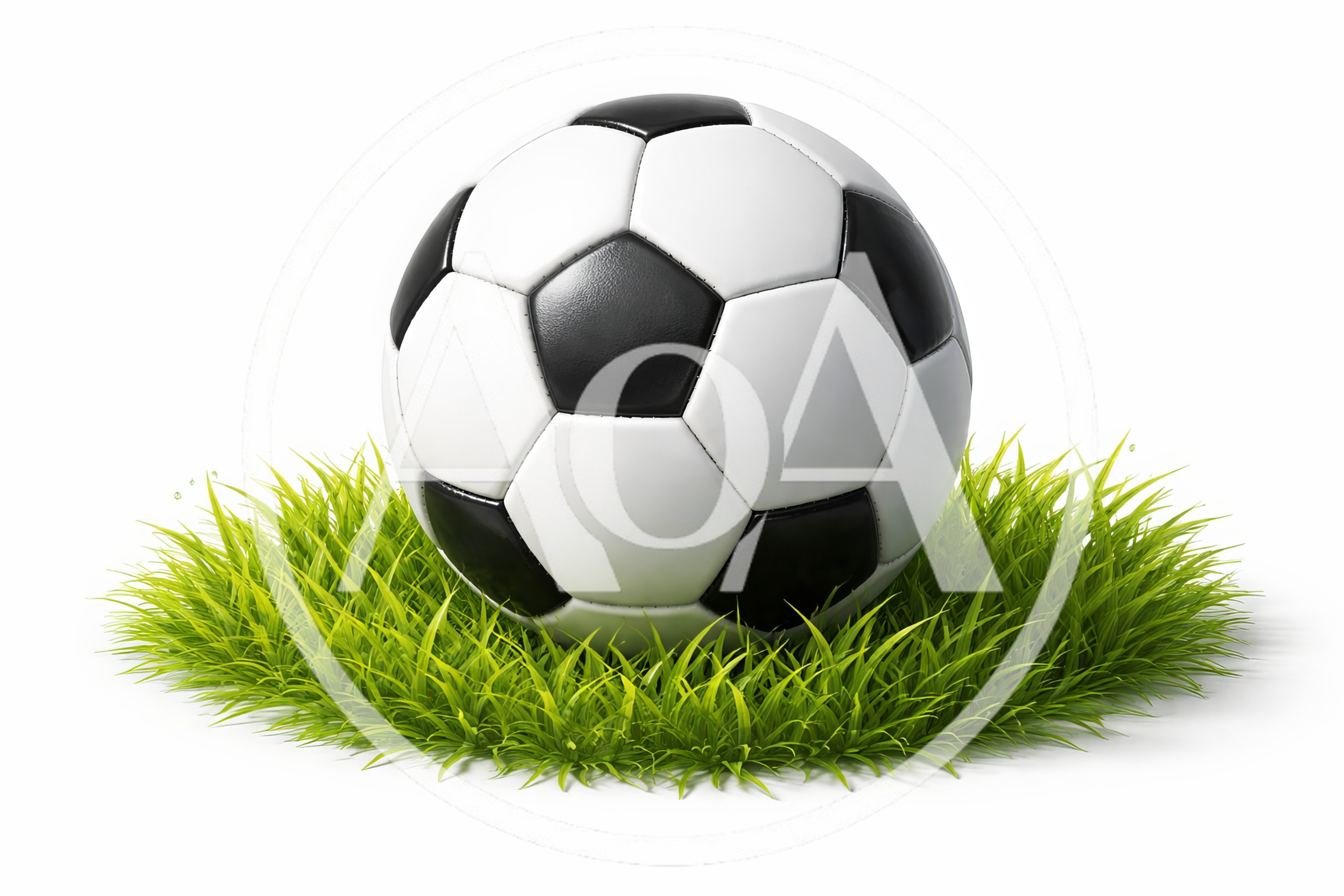 Classic Black and White Soccer Ball on Green Grass