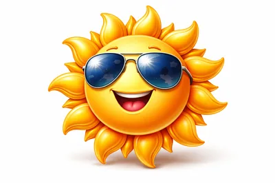 Cheerful Cartoon Sun Character Wearing Sunglasses