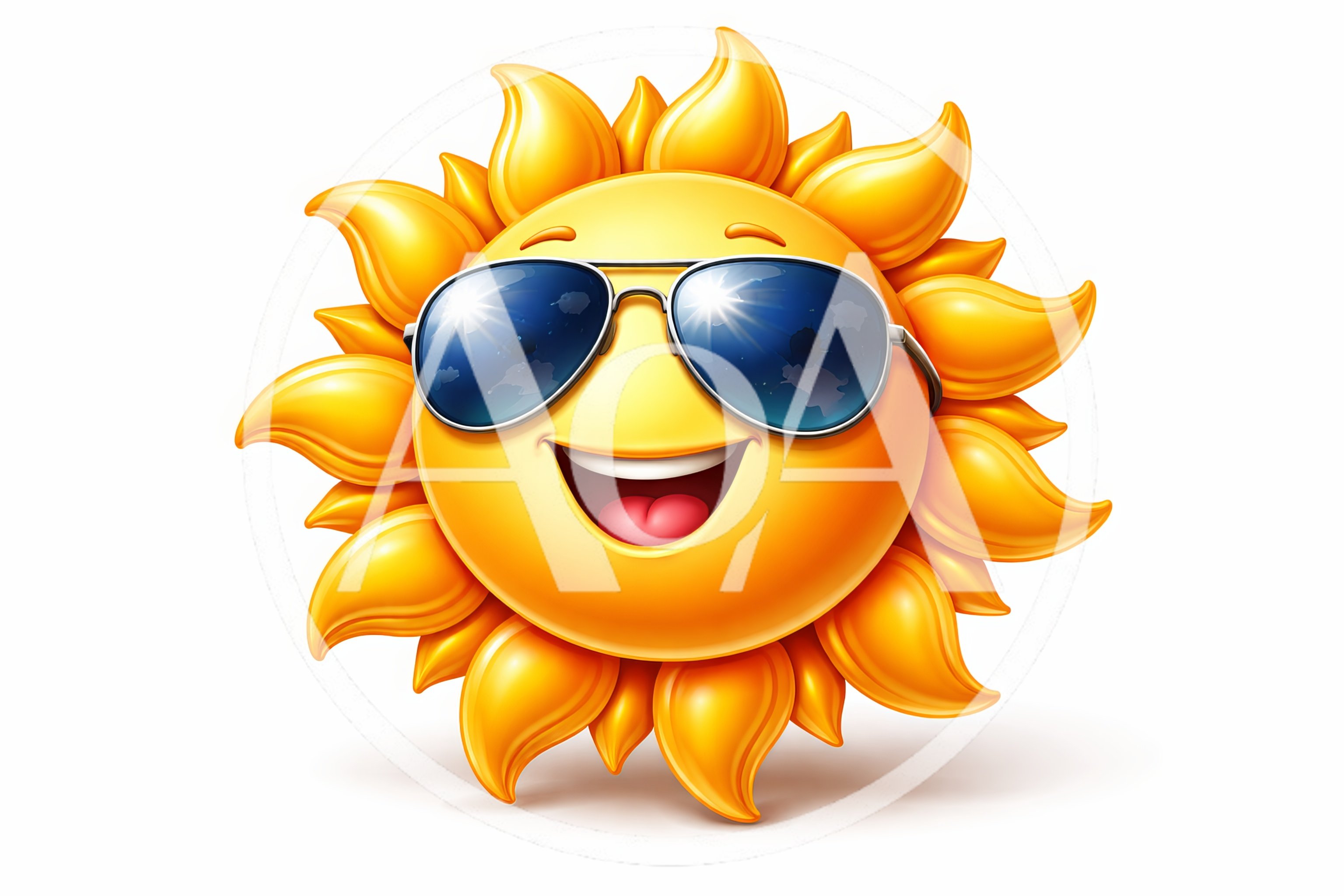 Cheerful Cartoon Sun Character Wearing Sunglasses