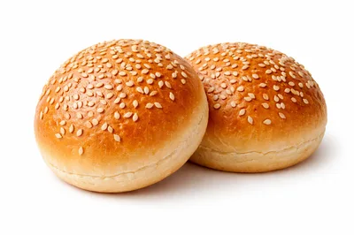 Two Fresh Hamburger Buns With Sesame Seeds