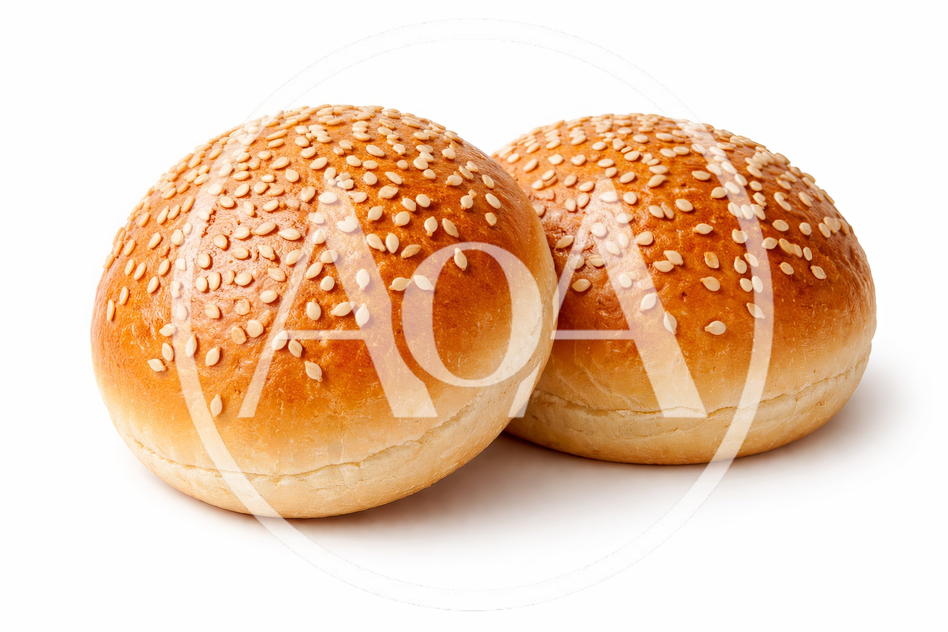 Two Fresh Hamburger Buns With Sesame Seeds