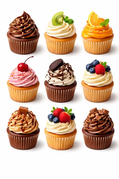 Collection Of Gourmet Cupcakes With Various Toppings