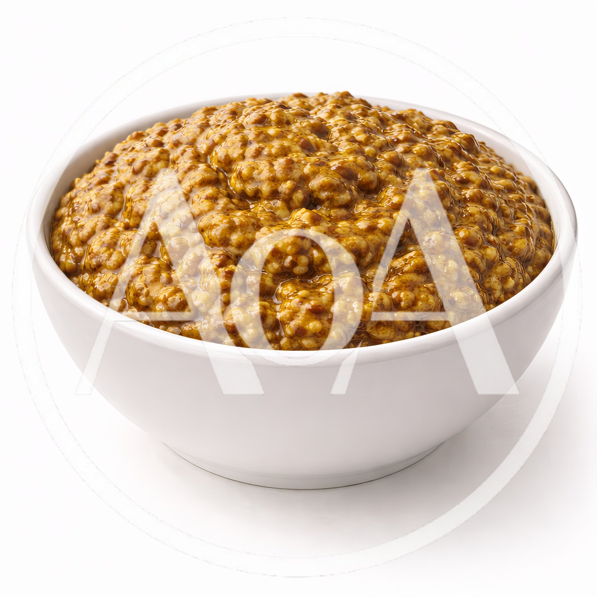Bowl Of Coarse Grain Mustard On White Background