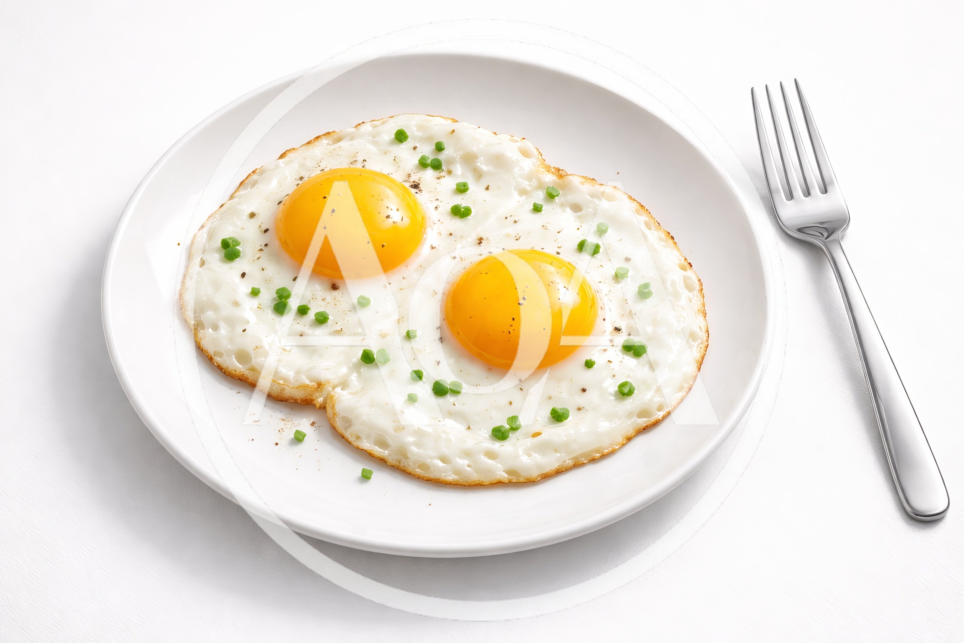 Two Sunny Side Up Eggs on a White Plate