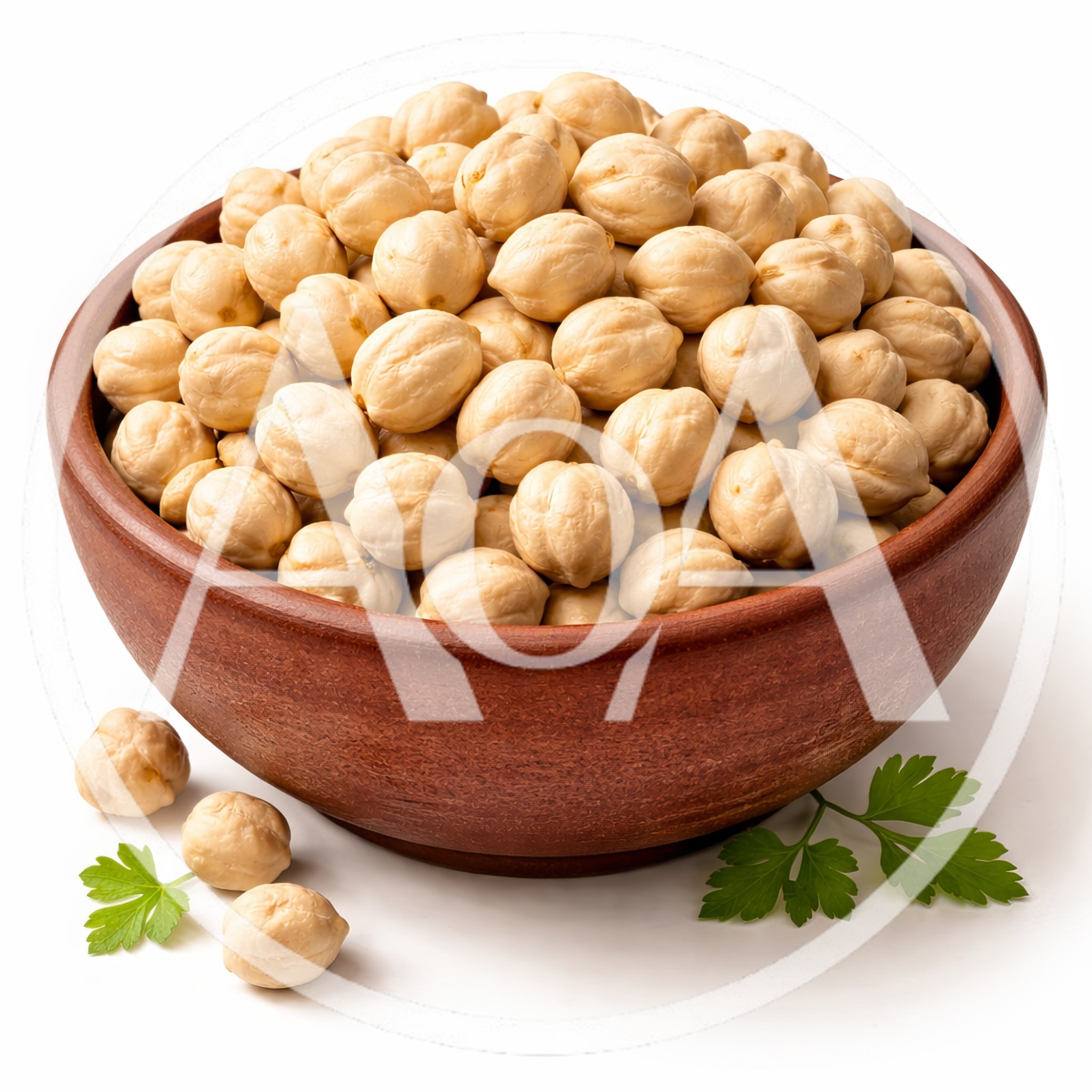 Bowl Of Dried Chickpeas With Fresh Parsley