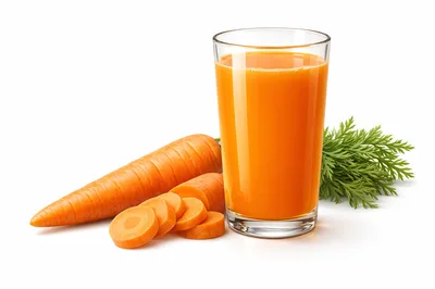 Fresh Carrot Juice In A Glass With Carrots
