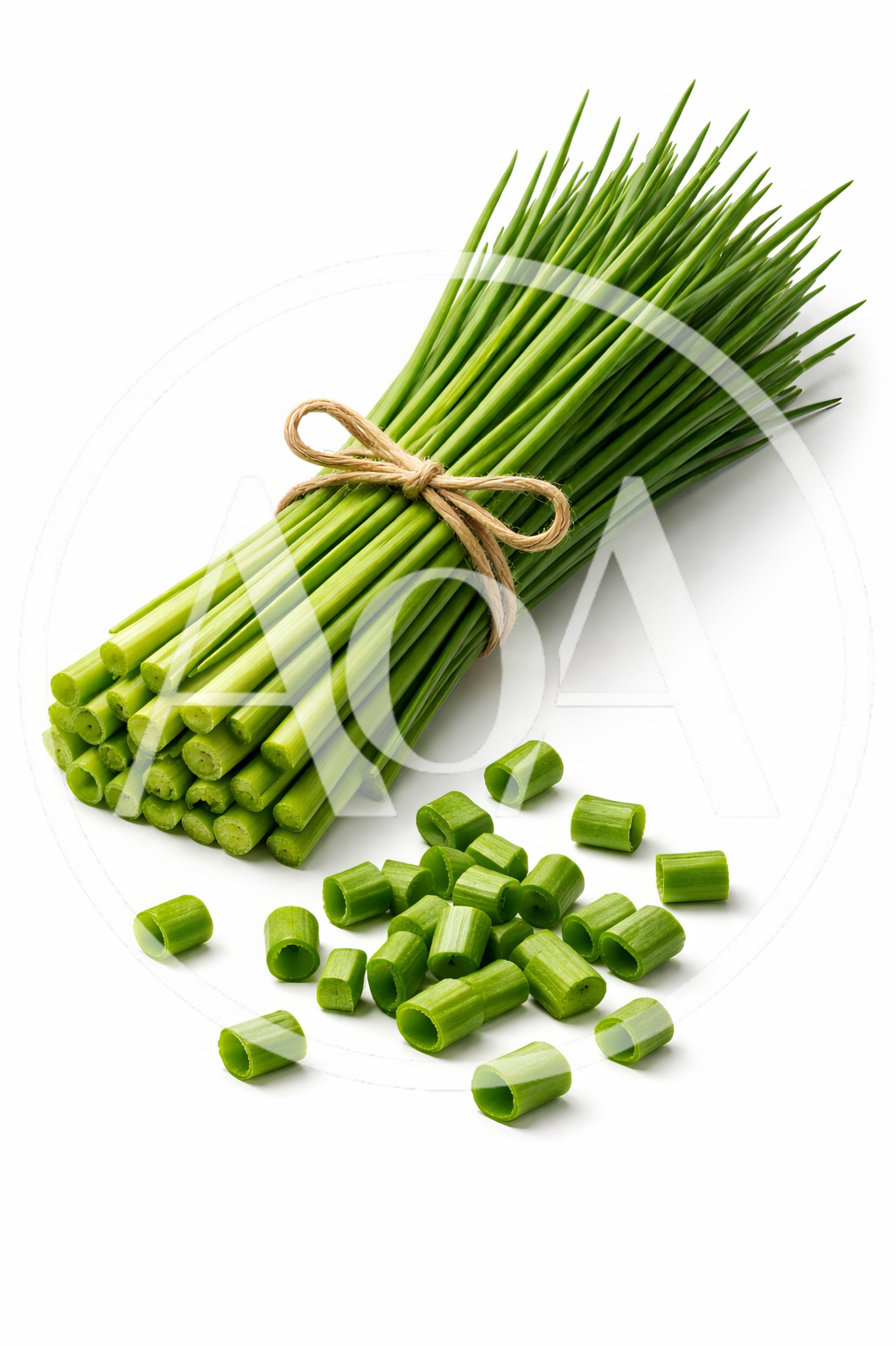 Fresh Green Chives Bundle With Chopped Pieces