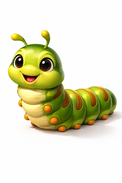Cute Cartoon Caterpillar Character Isolated On White Background