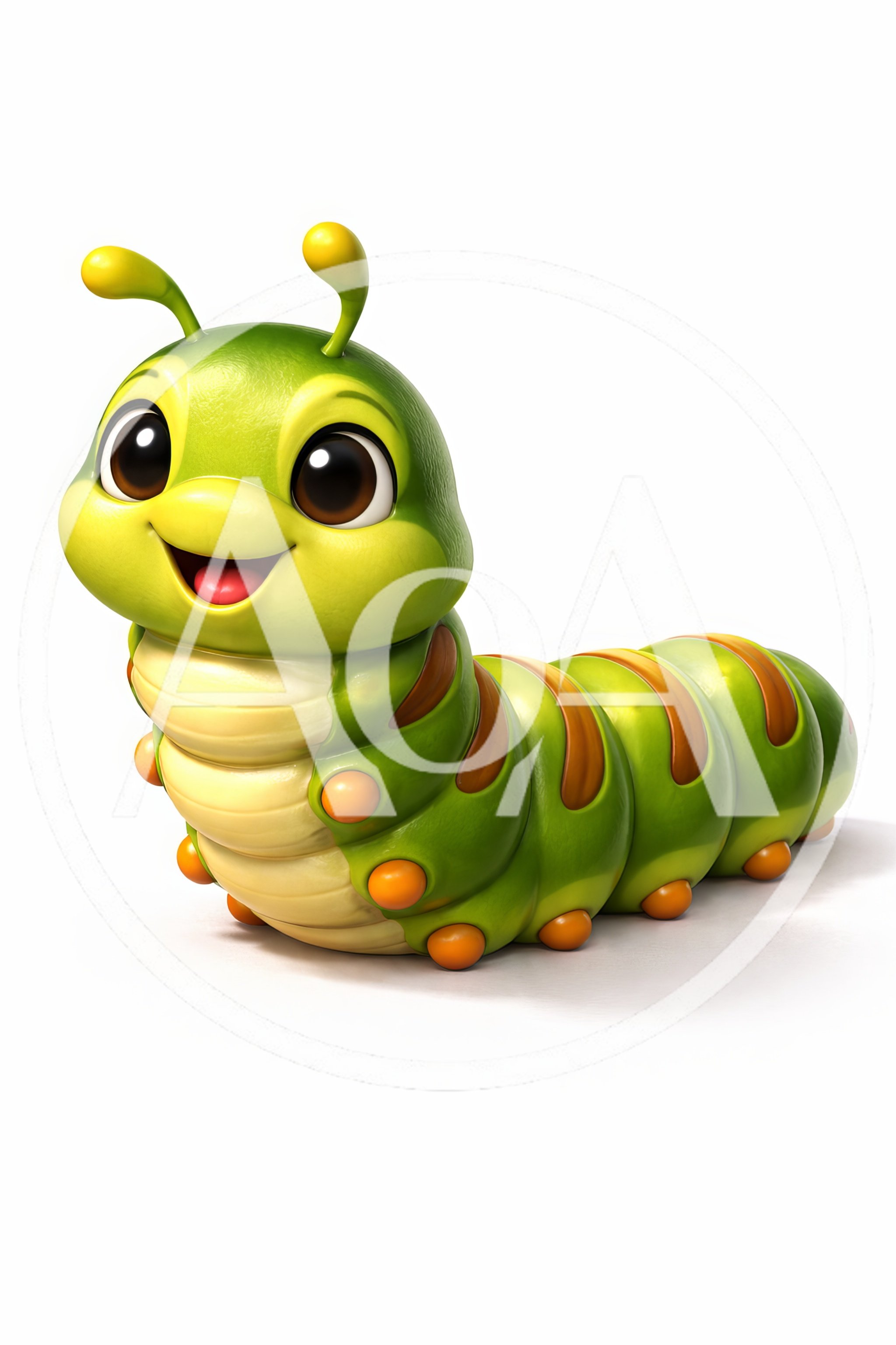Cute Cartoon Caterpillar Character Isolated On White Background