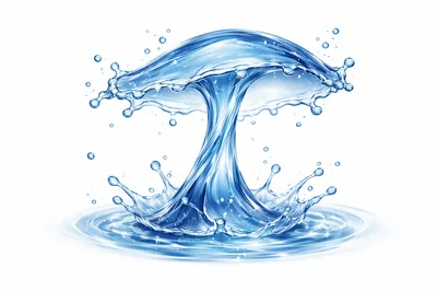Abstract Water Splash Mushroom Shape Isolated On White