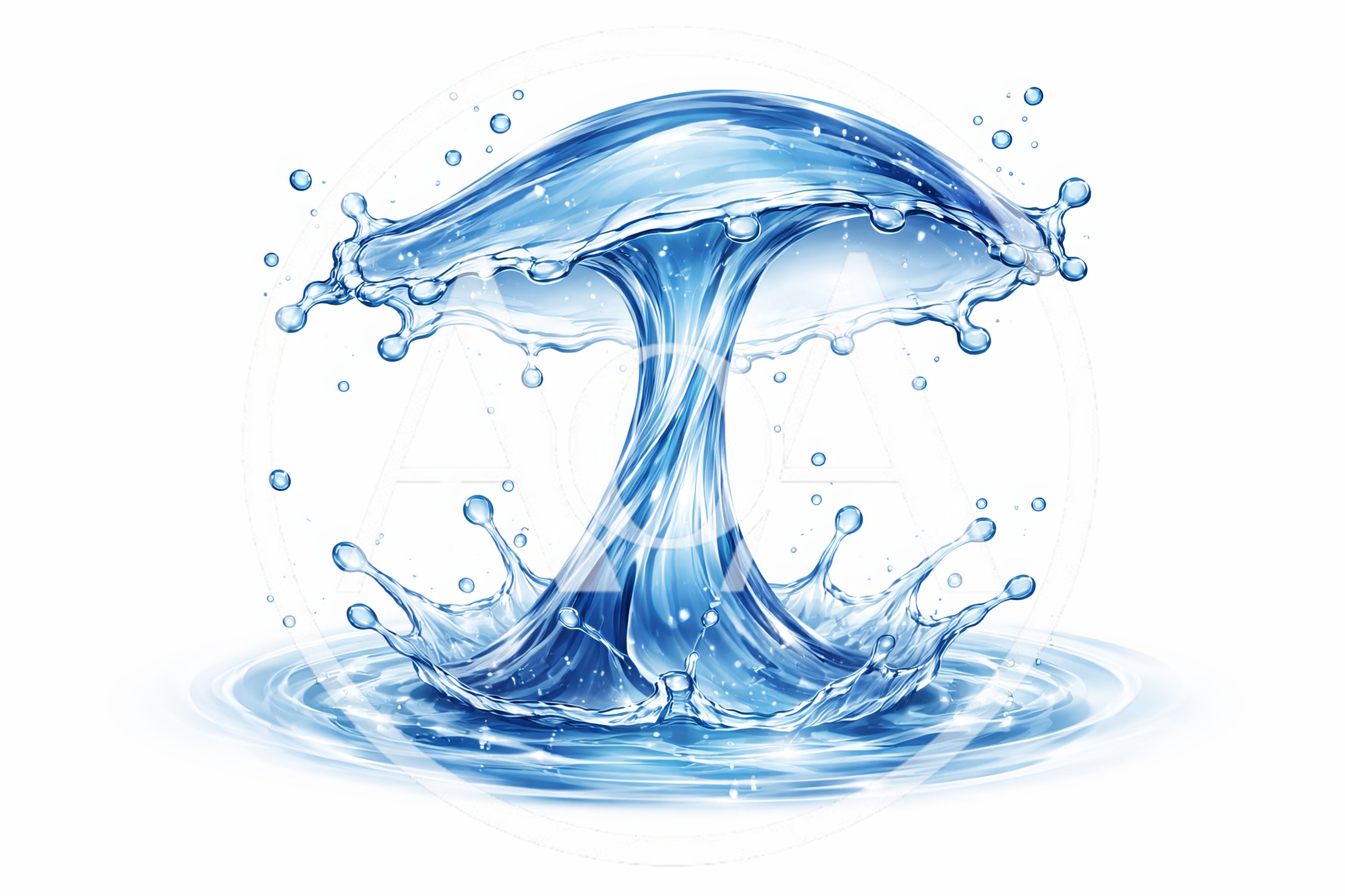 Abstract Water Splash Mushroom Shape Isolated On White