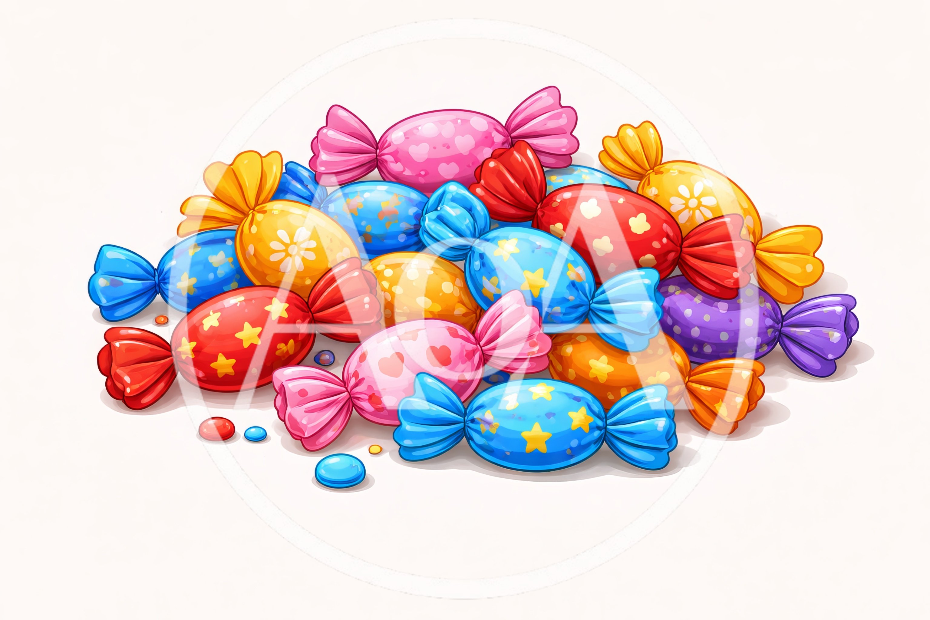 Pile Of Colorful Wrapped Hard Candies