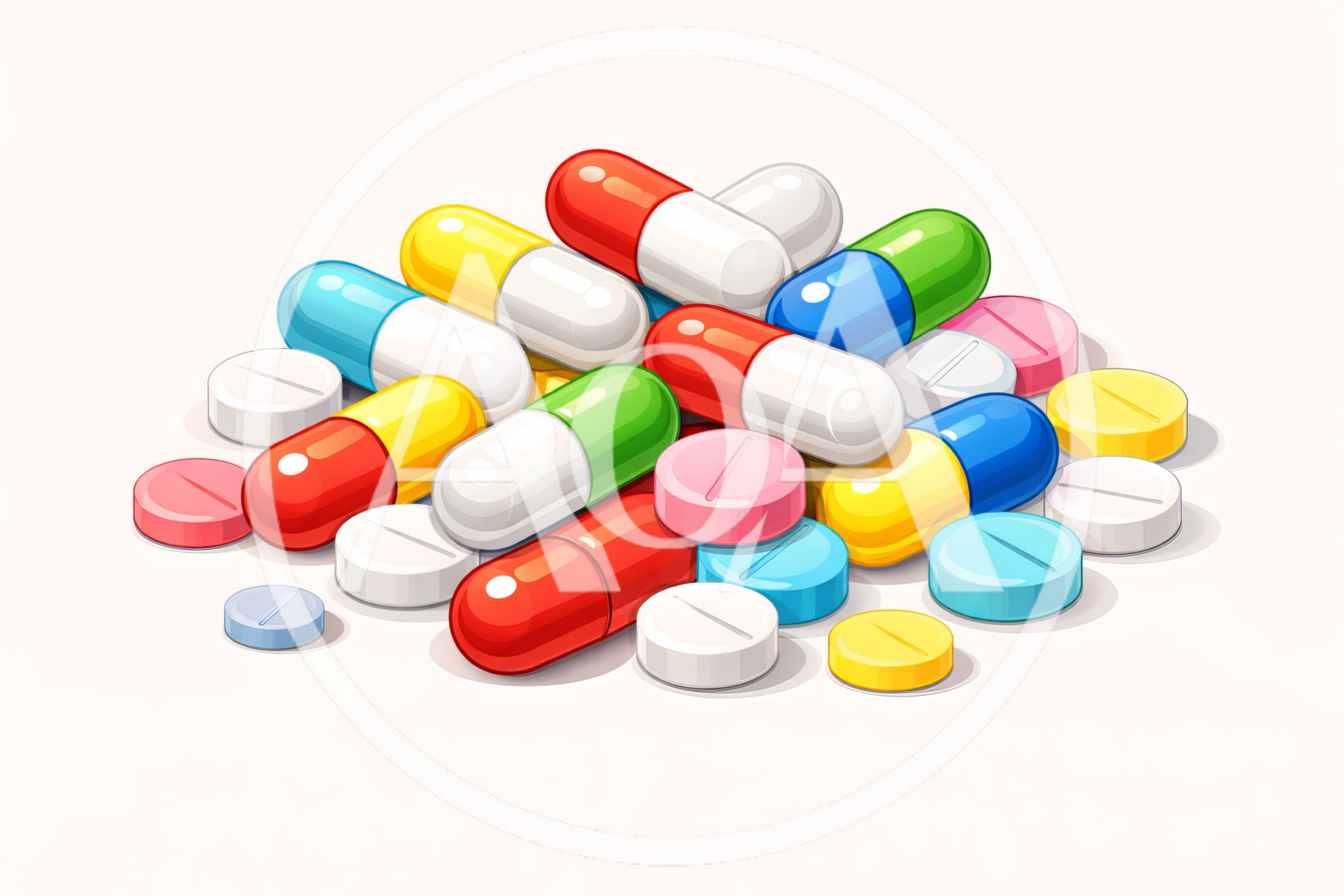 Pile Of Colorful Pharmaceutical Capsules And Tablets