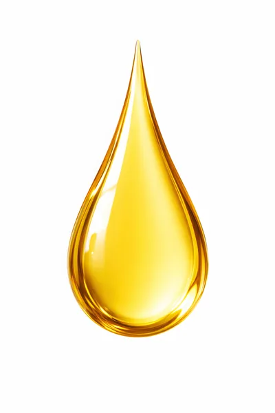 Single Golden Oil Drop Isolated On White Background