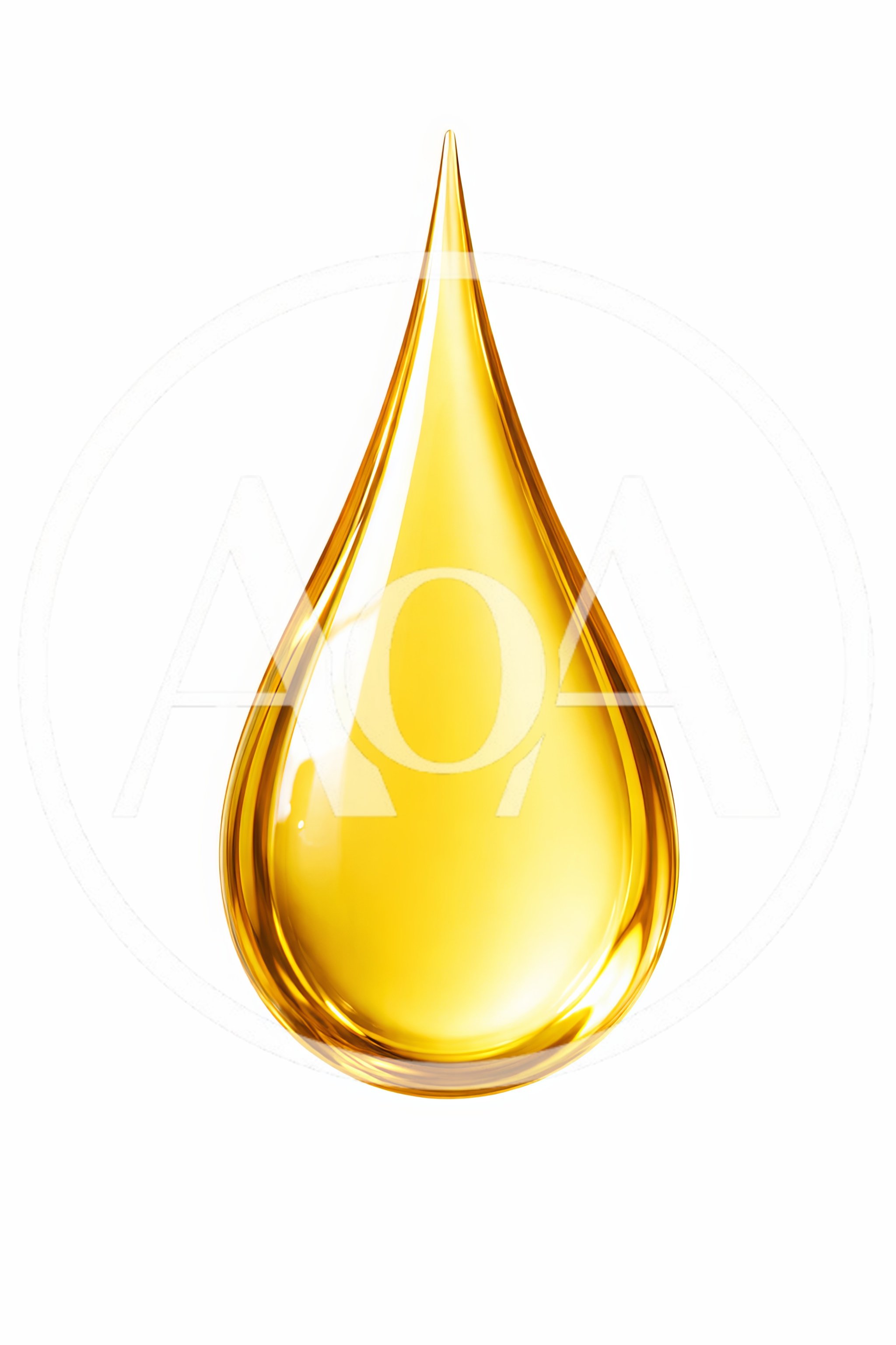 Single Golden Oil Drop Isolated On White Background