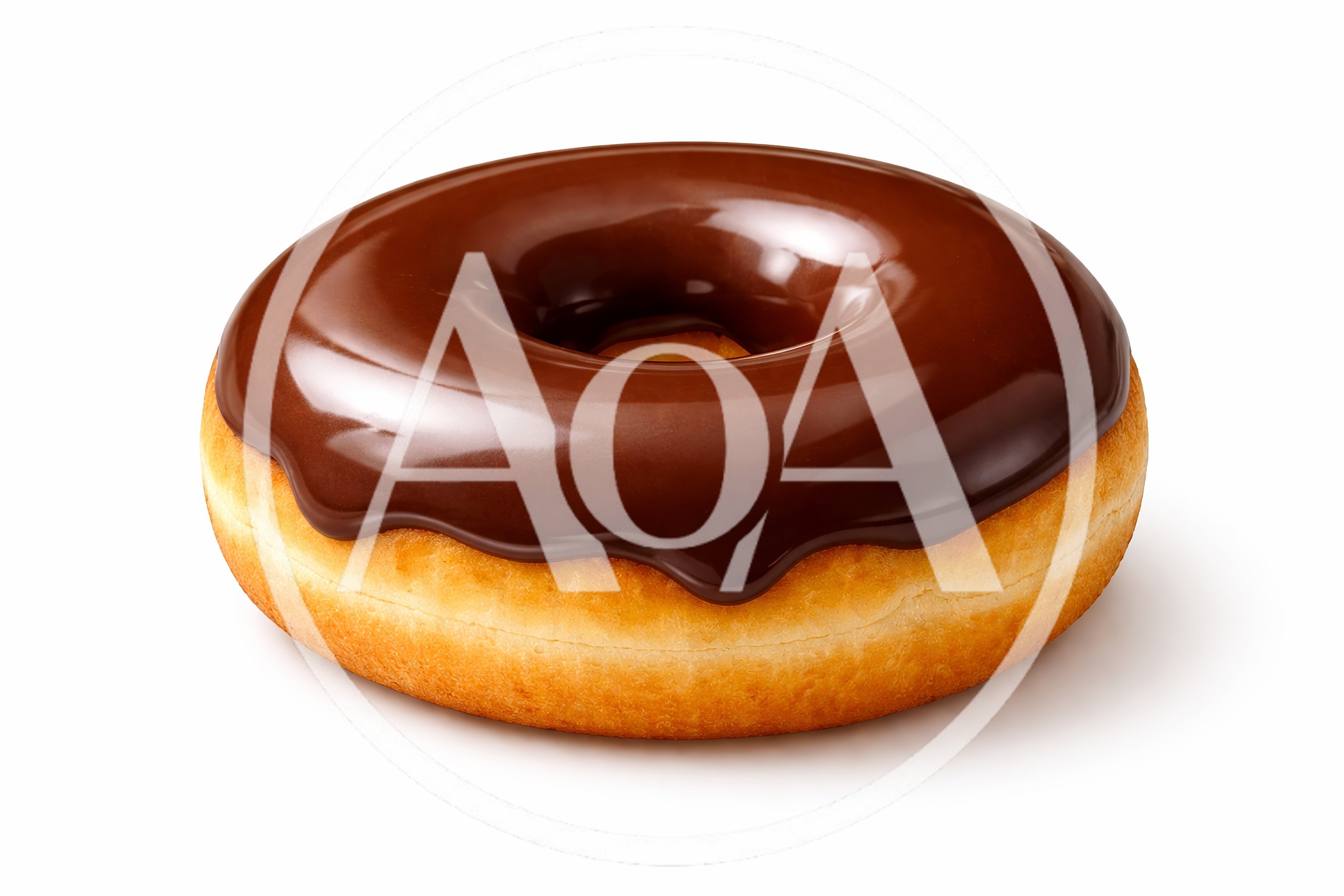 Single Chocolate Glazed Donut Isolated on White Background