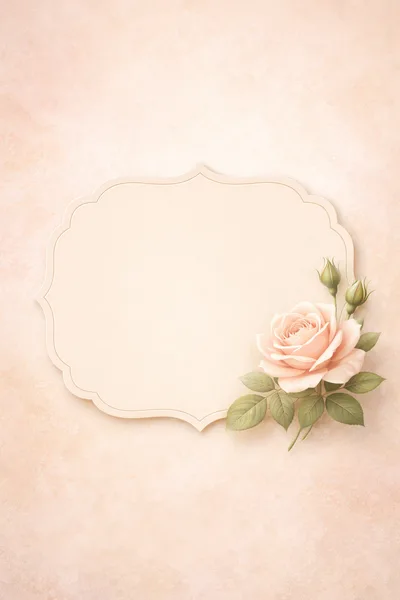 Elegant Peach Rose Frame With Blank Copy Space