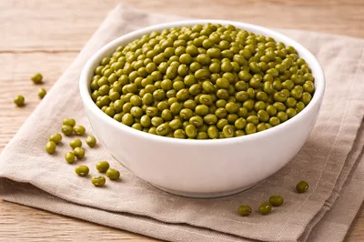 White Bowl Filled With Raw Mung Beans