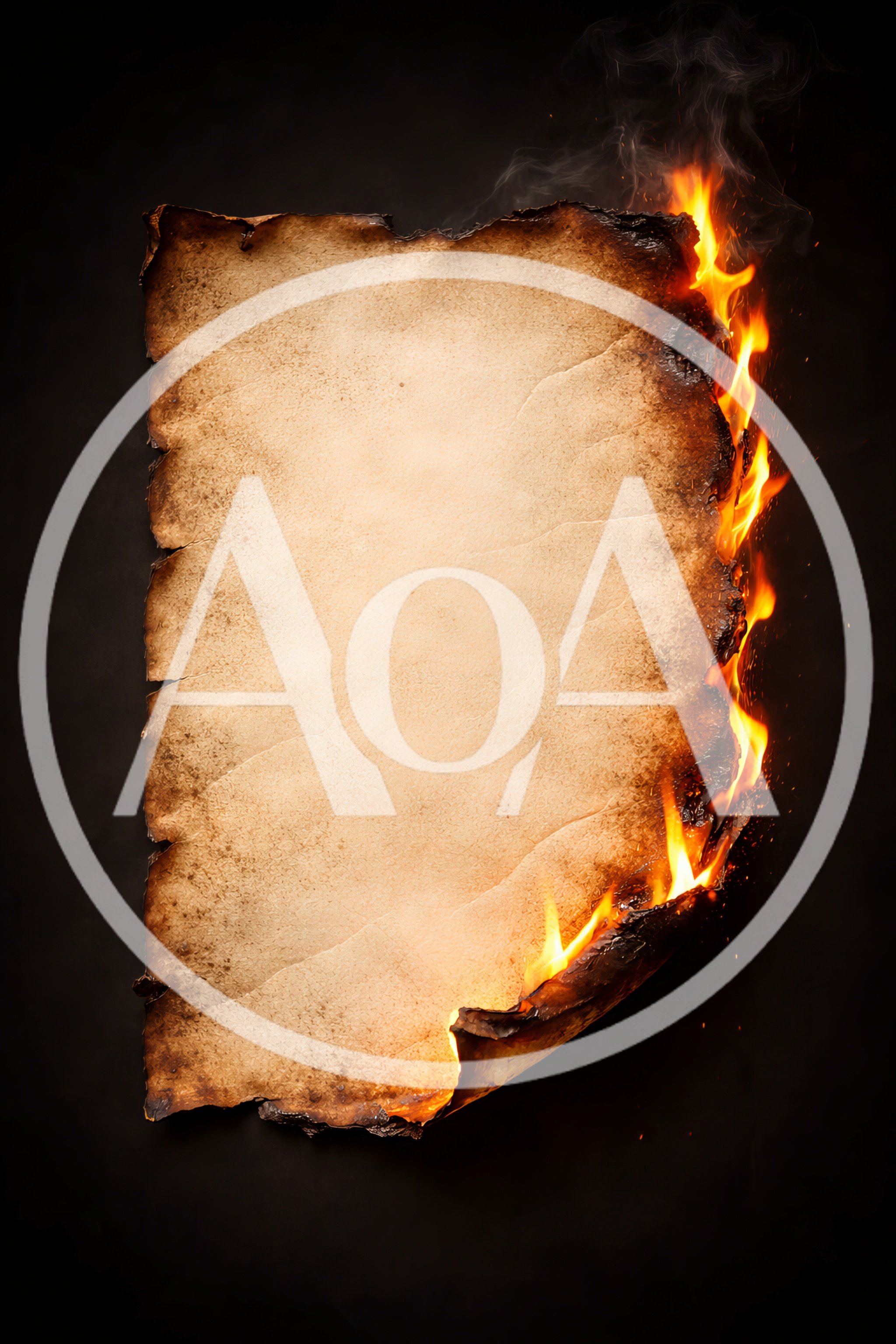 Burning Old Parchment Paper With Fire Flames