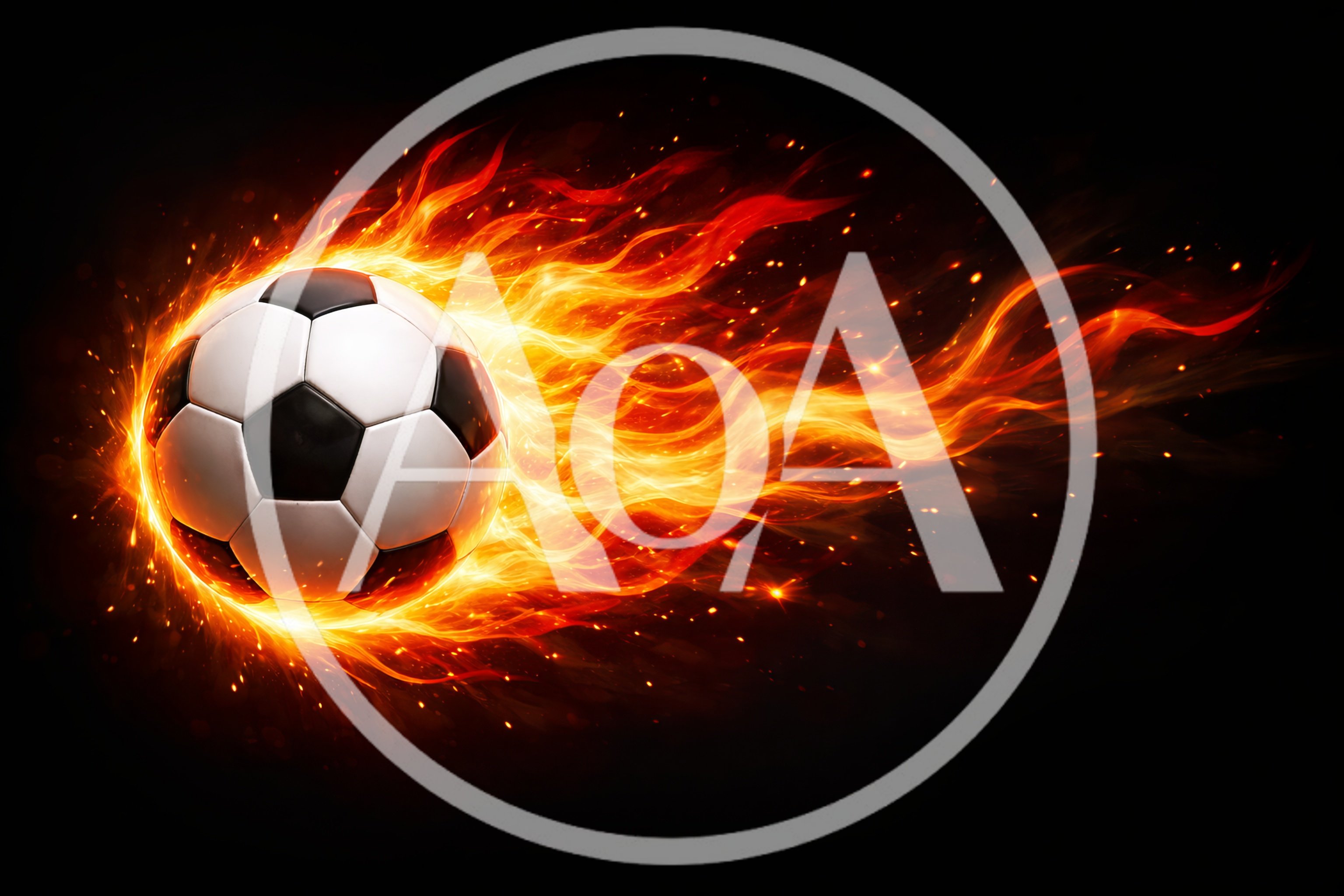 Soccer Ball Engulfed In Intense Fiery Flames