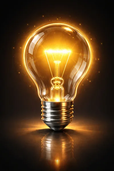 Glowing Incandescent Light Bulb On Dark Background