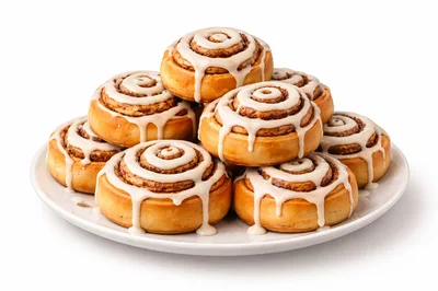 Stack of Freshly Baked Glazed Cinnamon Rolls