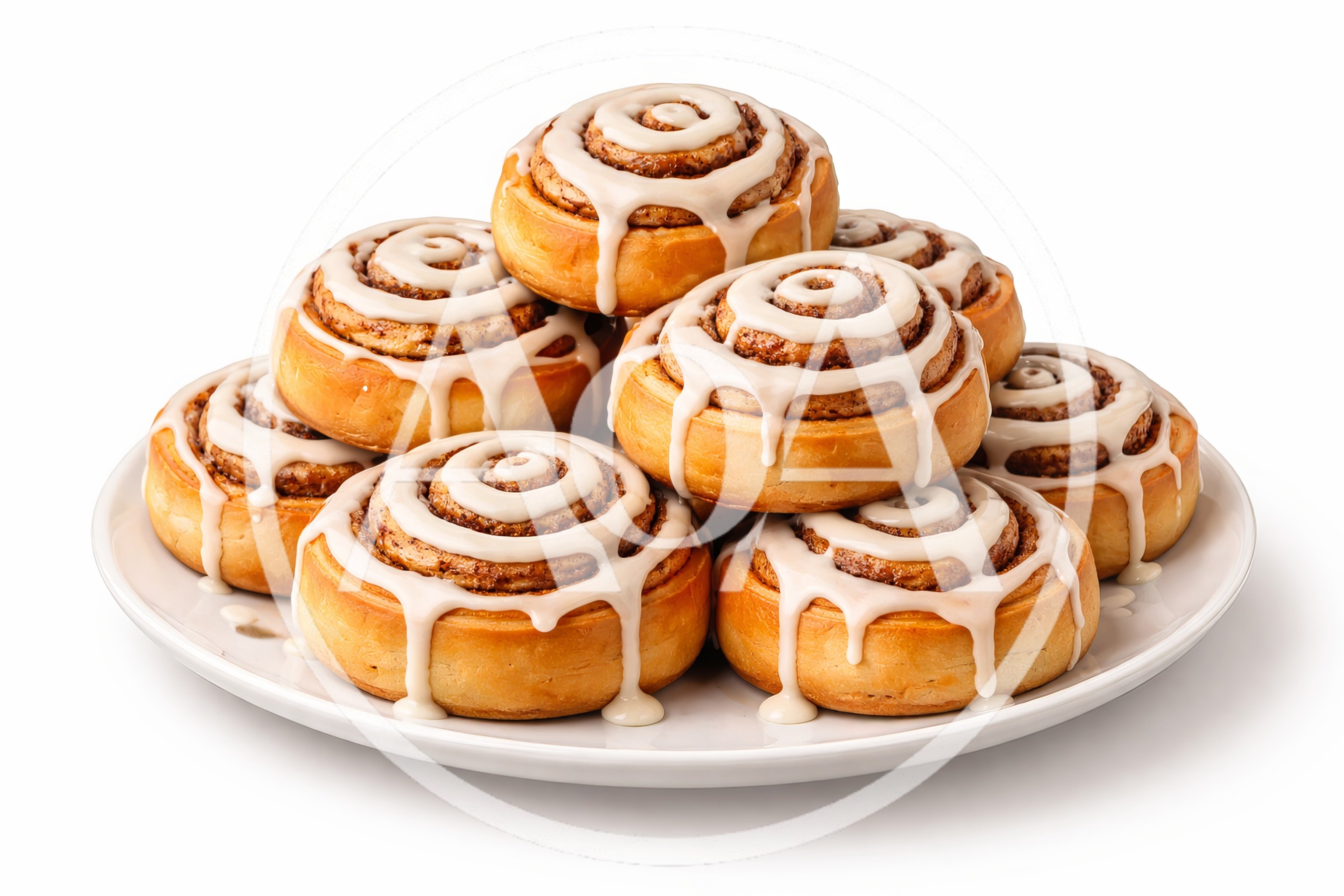 Stack of Freshly Baked Glazed Cinnamon Rolls