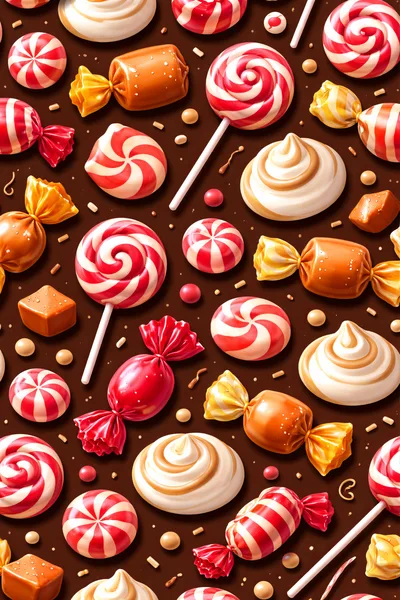 Assorted Sweet Candies and Lollipops Pattern