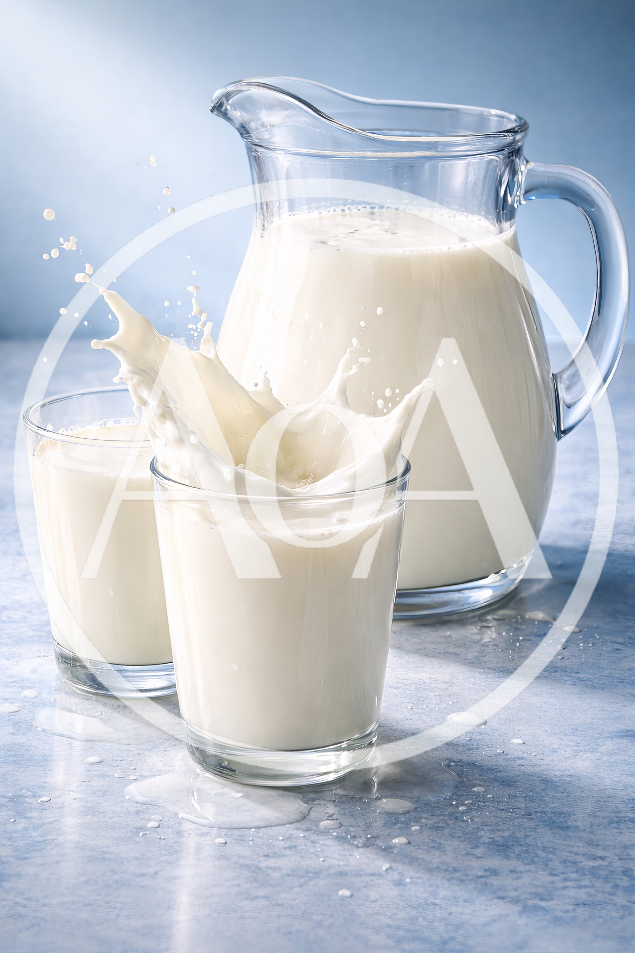Fresh Milk Splashing From A Glass Pitcher