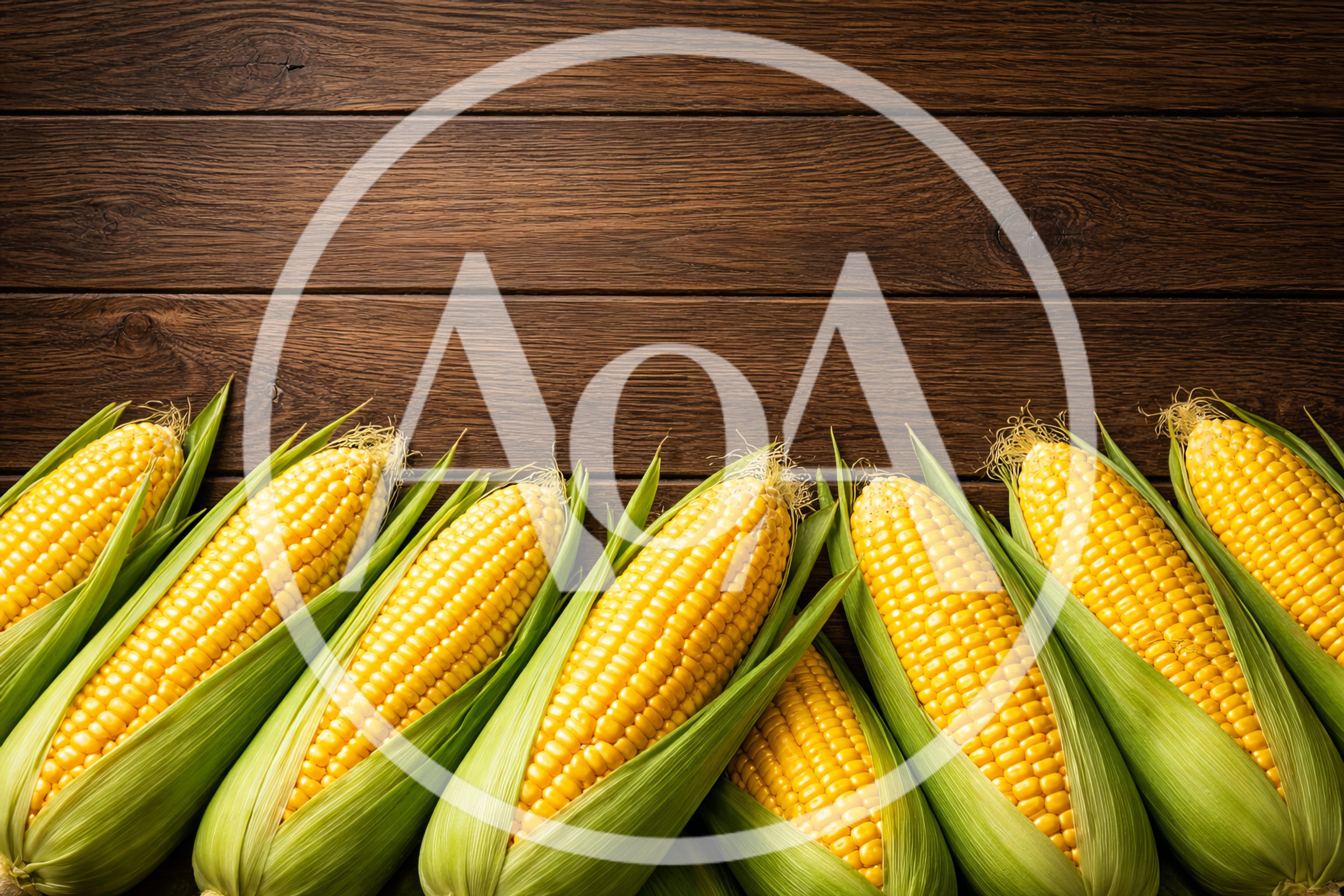 Fresh Sweet Corn Cobs On Rustic Wooden Background