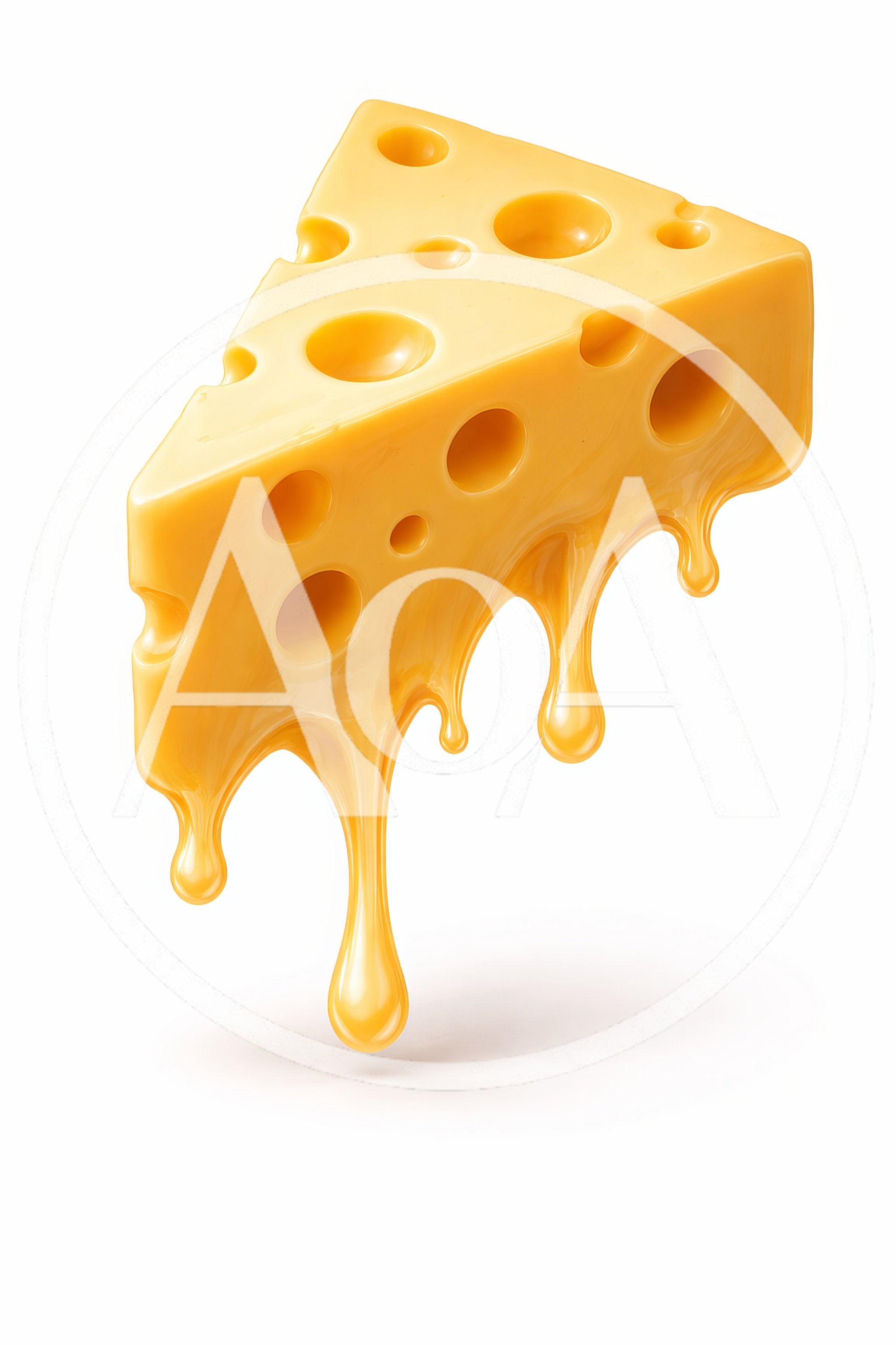 Melting Wedge Of Swiss Cheese On White Background