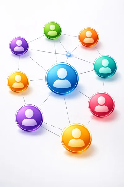 Social Network Connection Concept With Colorful User Icons
