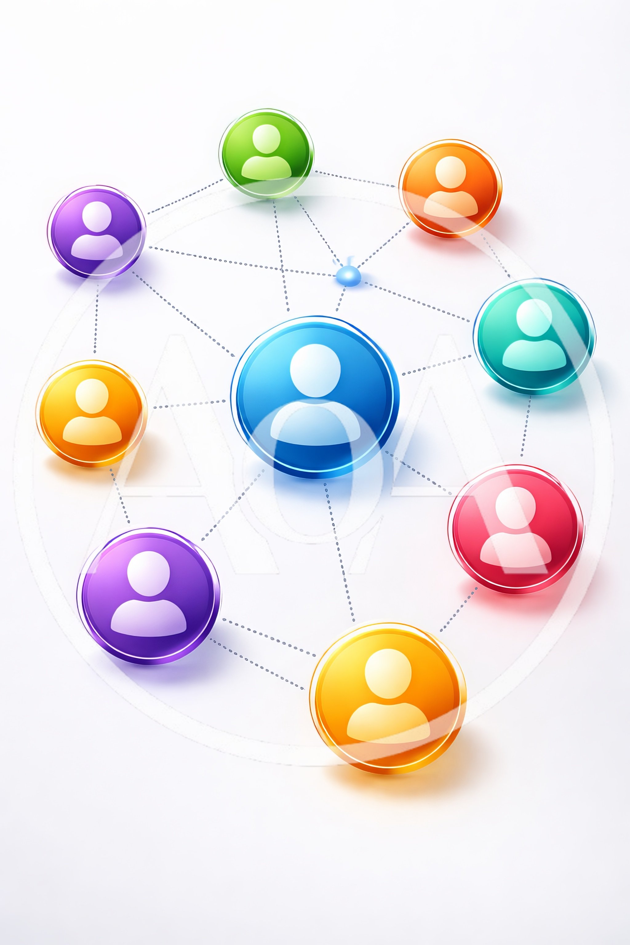 Social Network Connection Concept With Colorful User Icons