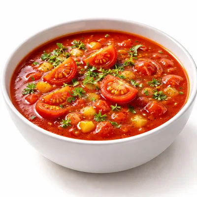 Bowl Of Fresh Tomato Soup With Herbs