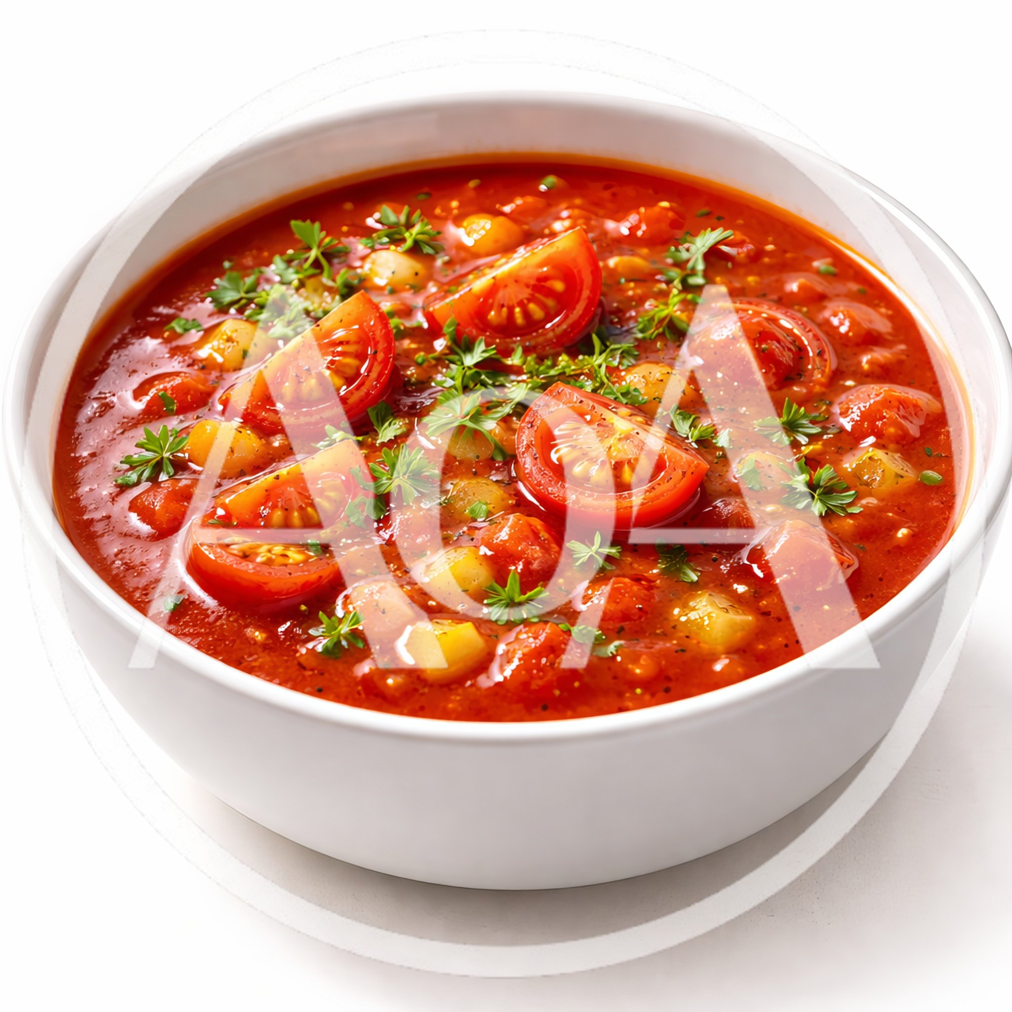Bowl Of Fresh Tomato Soup With Herbs