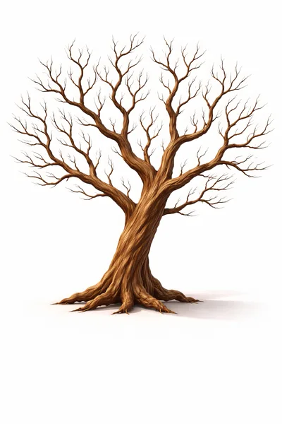 Leafless Deciduous Tree With Twisted Trunk