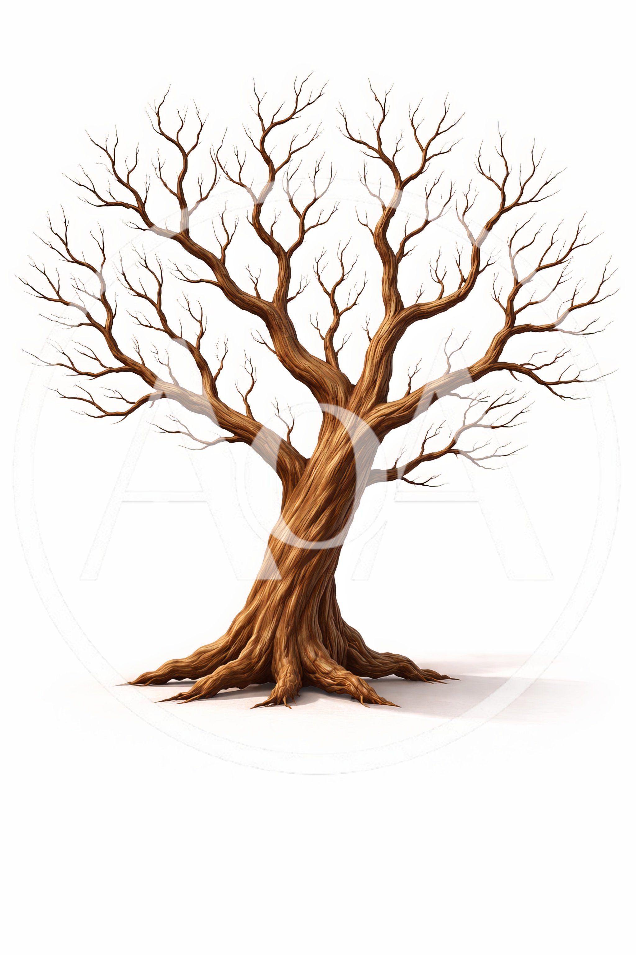 Leafless Deciduous Tree With Twisted Trunk