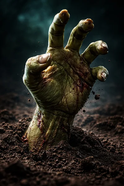 Zombie Hand Emerging From Dark Soil