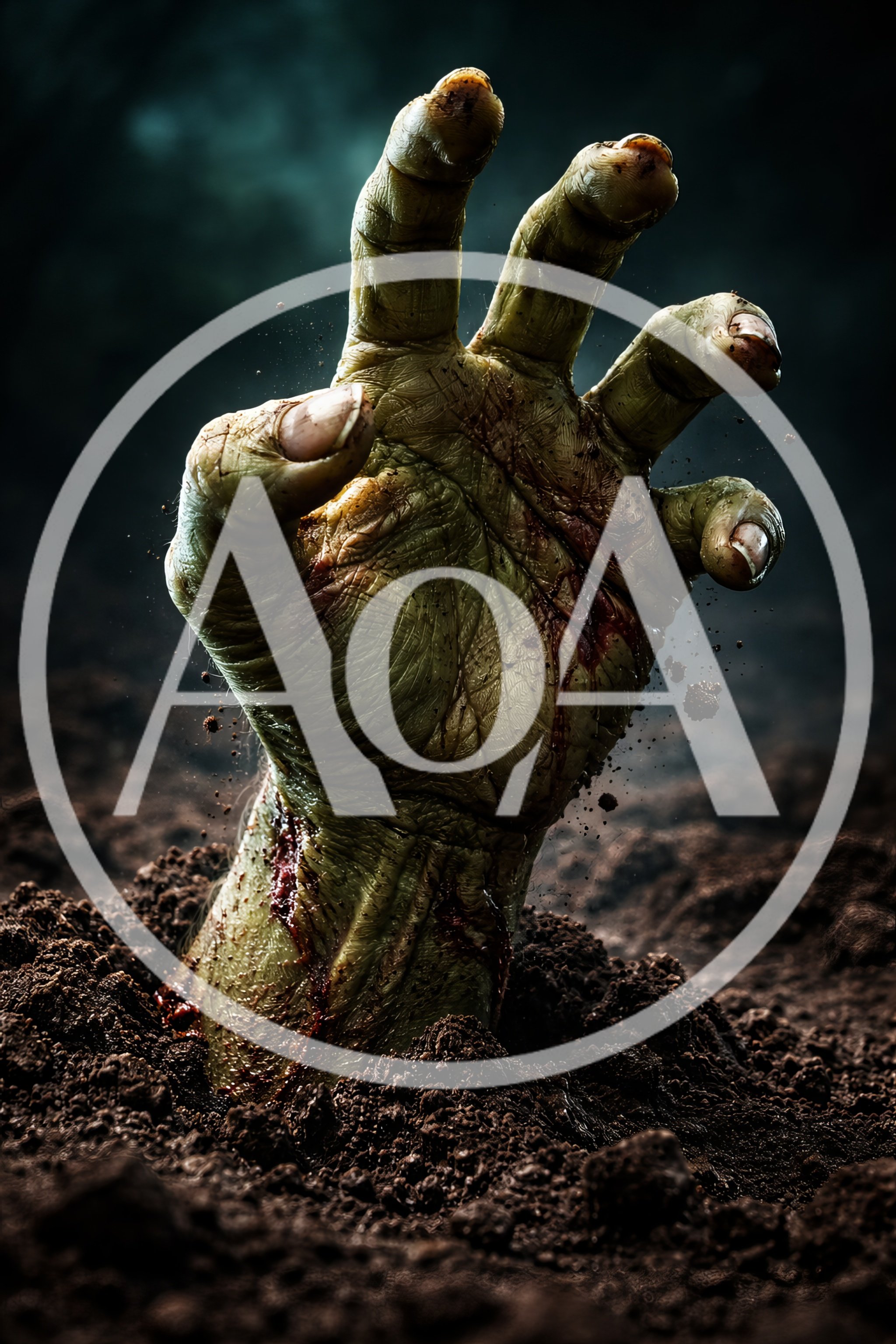 Zombie Hand Emerging From Dark Soil