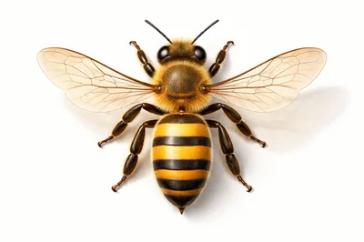 Detailed Macro Illustration Of A Honey Bee