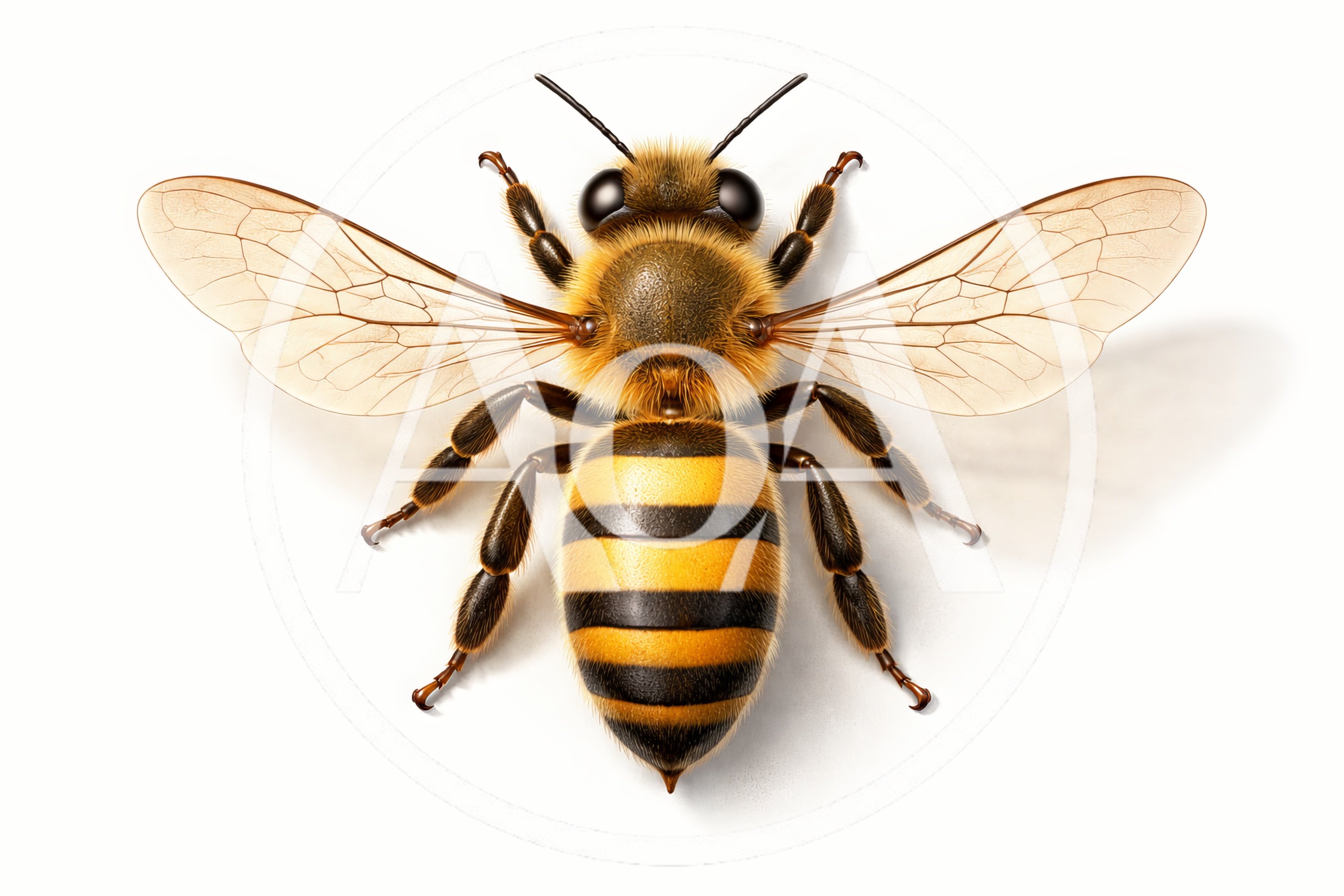 Detailed Macro Illustration Of A Honey Bee