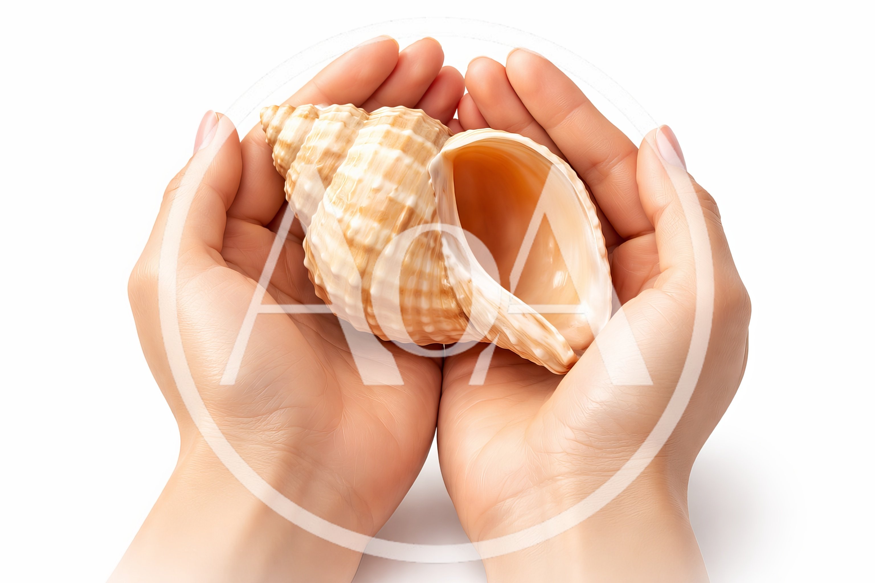 Hands Holding A Large Seashell