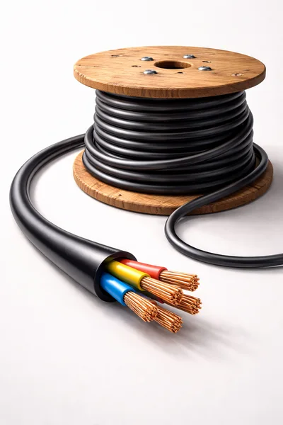 Industrial Electrical Cable Spool With Exposed Copper Wires