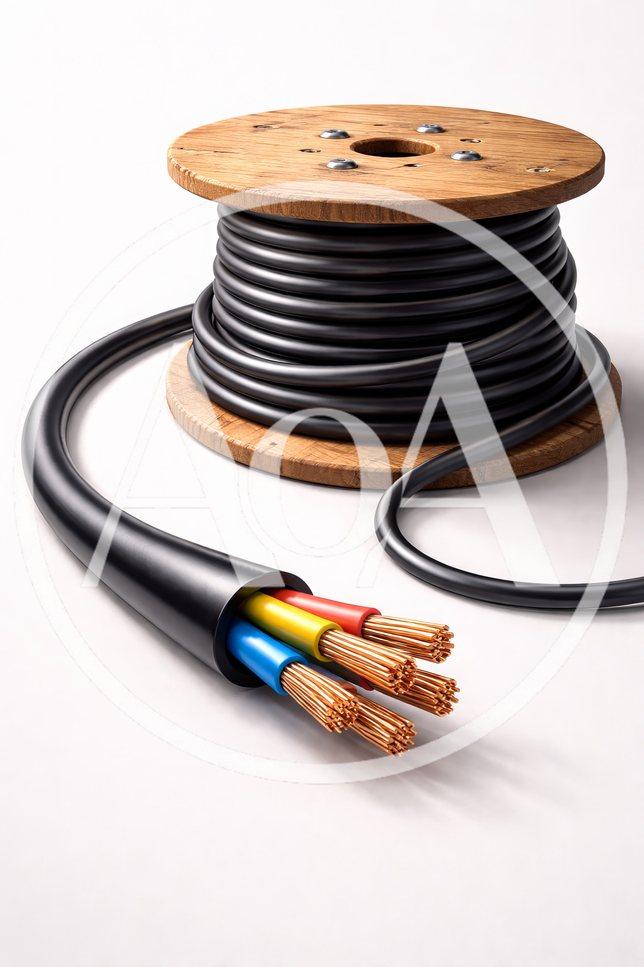 Industrial Electrical Cable Spool With Exposed Copper Wires