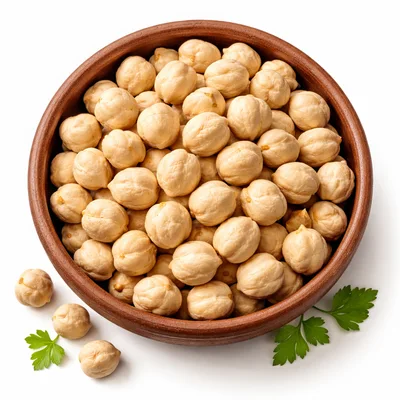 Bowl Of Raw Chickpeas With Fresh Parsley