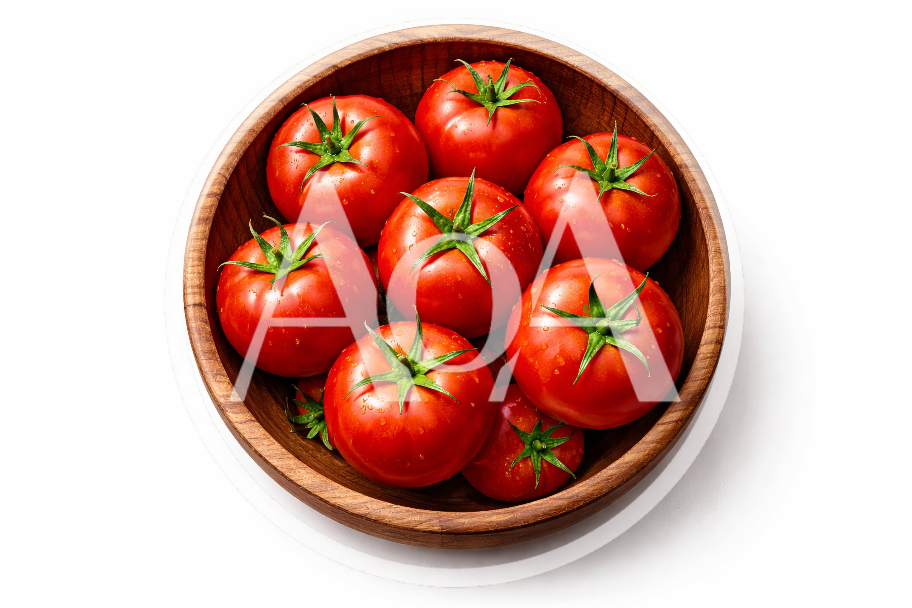 Fresh Red Tomatoes In A Wooden Bowl
