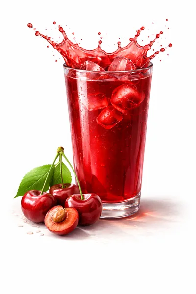 Refreshing Cherry Juice With Ice And Fresh Cherries